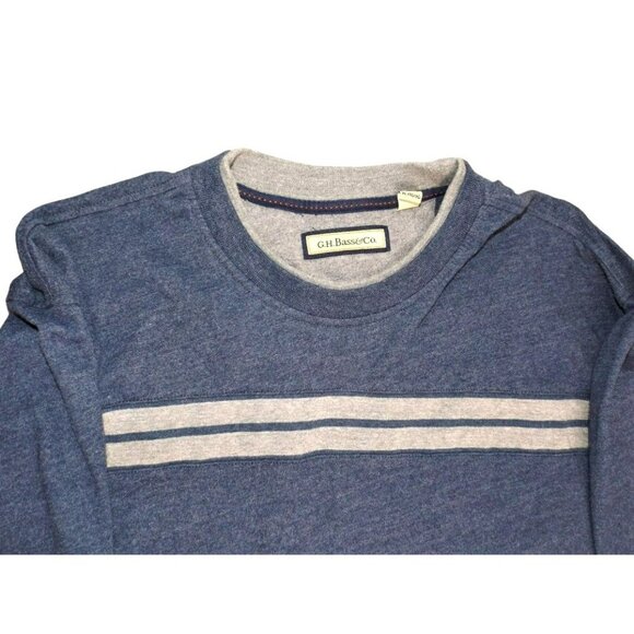 G.H. Bass & Co. Mens Pullover Blue with Grey Stripes Size XL    JH843 - Picture 2 of 3